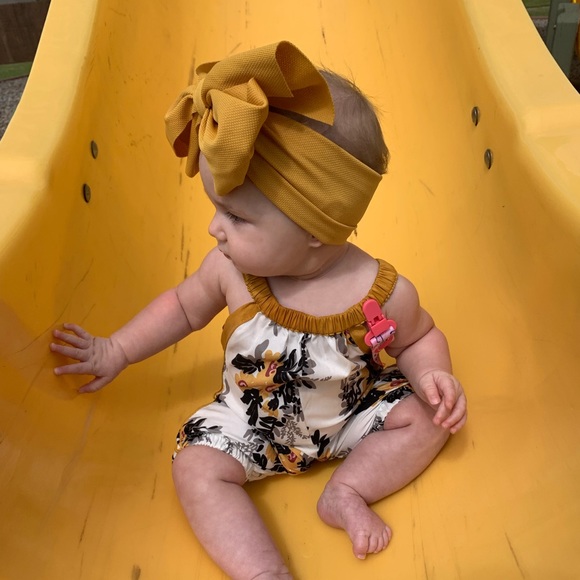 Boutique Baby Girl Mustard & Floral Romper - Picture 2 of 5